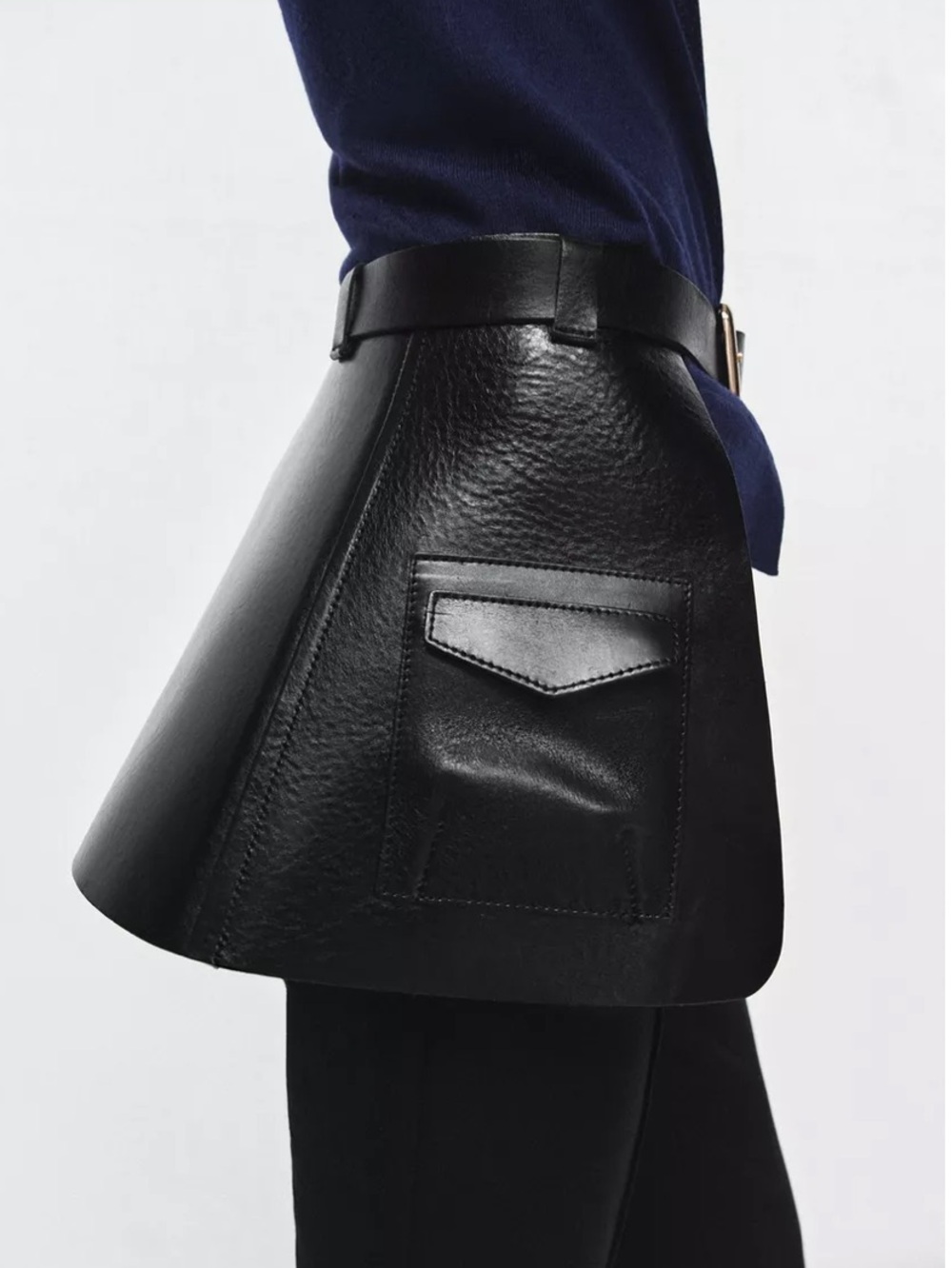 NWT Zara 100% Leather Skirt Belt With Pocket